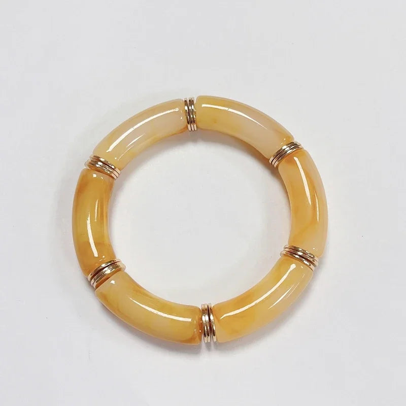 Boho Acrylic Beads Bracelet for Women Multi Color Friendship Elastic Girls Bohemia Stretchy Resin Charm Couple Bangles Jewelry