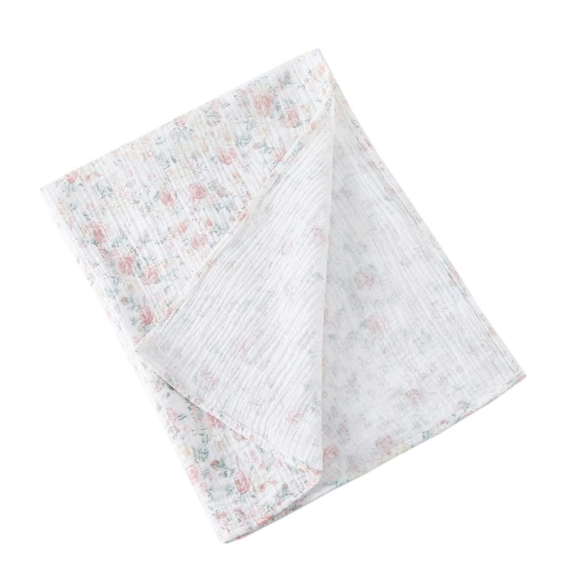 Baby Cotton Muslin Swaddle Blanket Floral/Animal Print Stroller Blanket Infant Diaper Newborn Receiving Blanket