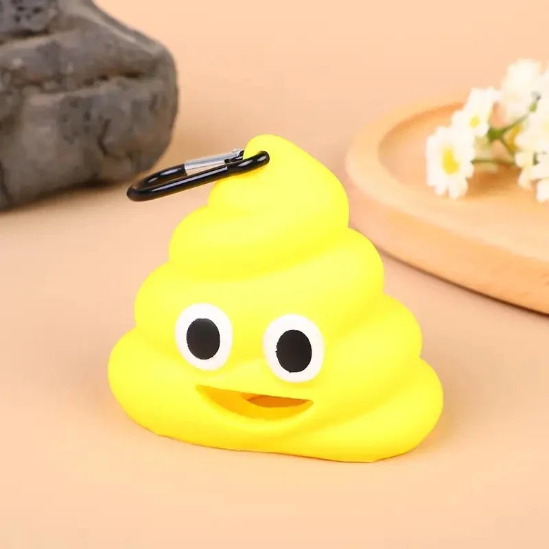 creative poop shaped pet poop waste bag dispenser portable pet bin bag holder with clip pet dog leash outdoor walking and travel
