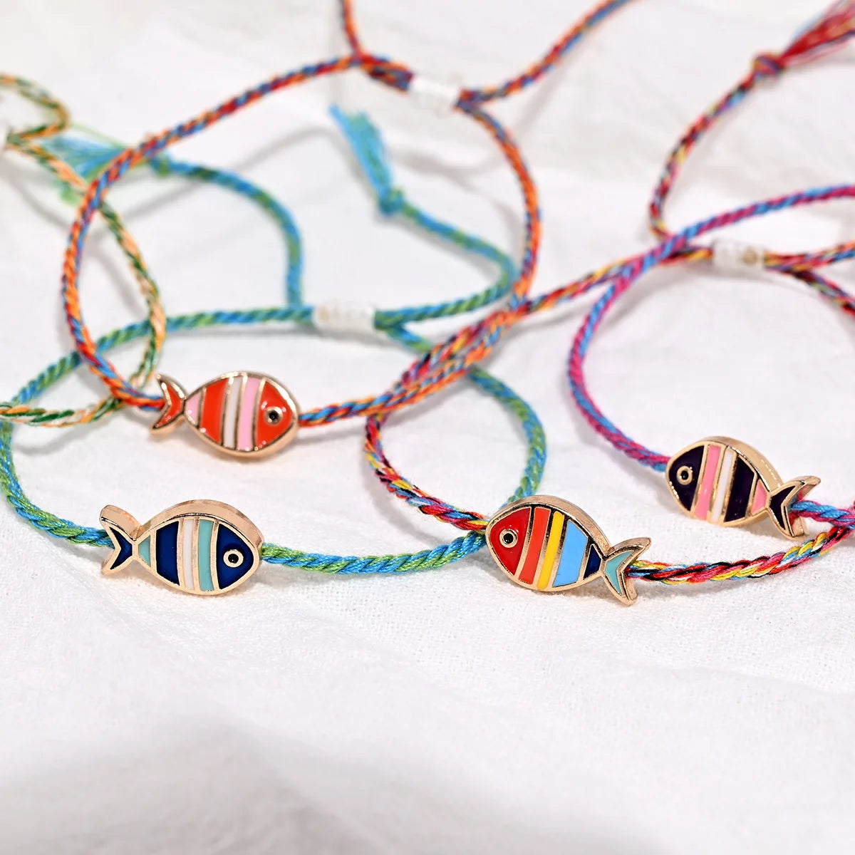 Boho Woven Rope Fish Bracelet with Adjustable Tassel for Women Colorful Beach Tassel Jewelry Femme Colored Friendship Accessory