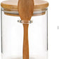 Airtight Glass Jars With Bamboo Lids And Spoons Glass Canisters With For Spice Beans Spooned seasoning jar
