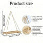 Wooden Swing Hanging Hemp Rope Wall Shelve Mounted Floating Home Living Room Plant Flower Pot Tray Storage Garden Decoration