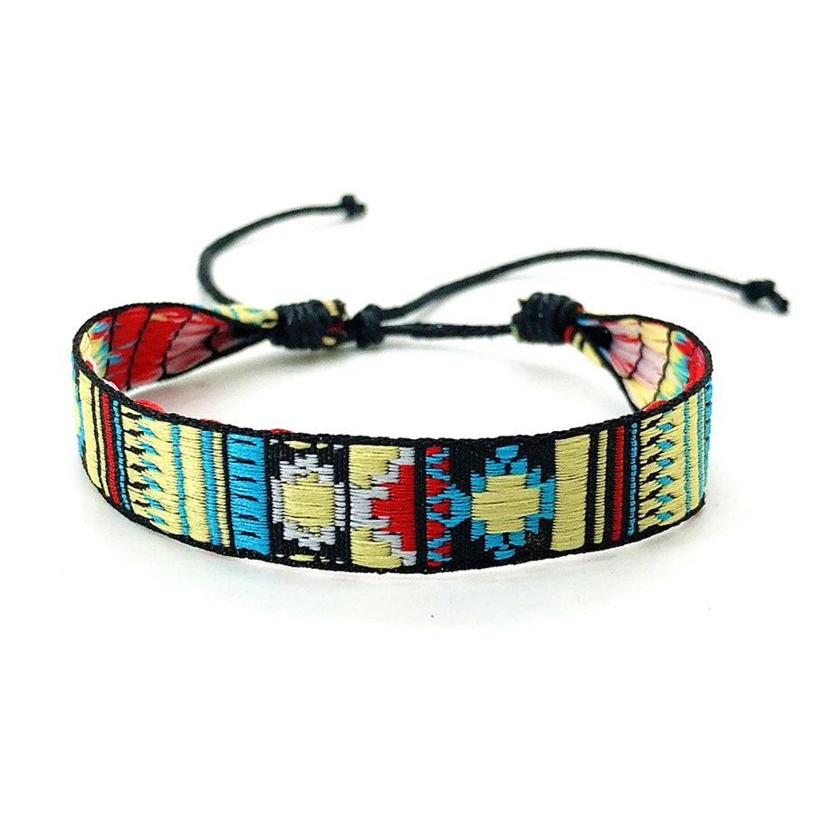 Boho Woven Friendship Love Wrap Bracelets Rope Handmade Thread Braided Ethnic Embroidery Wristbands Women Men Jewelry Adjustable