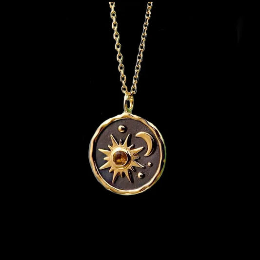 Summer Boho Vintage Pendant Necklace Fashion Women Sun Moon Necklace Jewelry Engagement Commemorative Gifts 2024 New