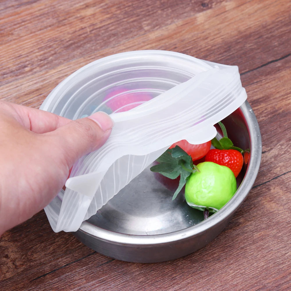 1/5pcs Silicone Preservation Cover Reusable Airtight Food  Universal Dish Stretch Round Lids Food Grade Storage Covers For Kitch