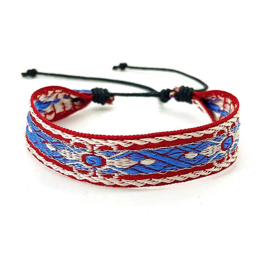 Boho Woven Friendship Love Wrap Bracelets Rope Handmade Thread Braided Ethnic Embroidery Wristbands Women Men Jewelry Adjustable