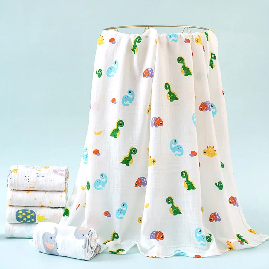 Baby Swaddle Blanket Cotton Soft 2 Layer Muslin Newborn Summer Blankets Quick Dry Kids Bath Towel Baby Stroller Blanket Cover