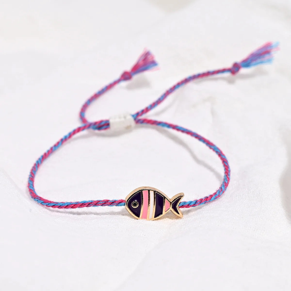 Boho Woven Rope Fish Bracelet with Adjustable Tassel for Women Colorful Beach Tassel Jewelry Femme Colored Friendship Accessory