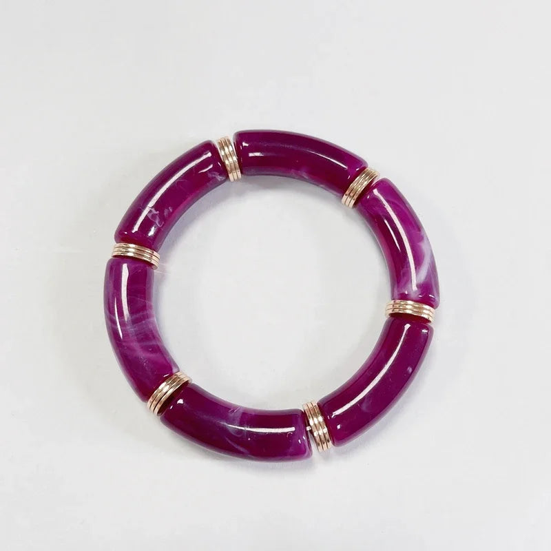 Boho Acrylic Beads Bracelet for Women Multi Color Friendship Elastic Girls Bohemia Stretchy Resin Charm Couple Bangles Jewelry