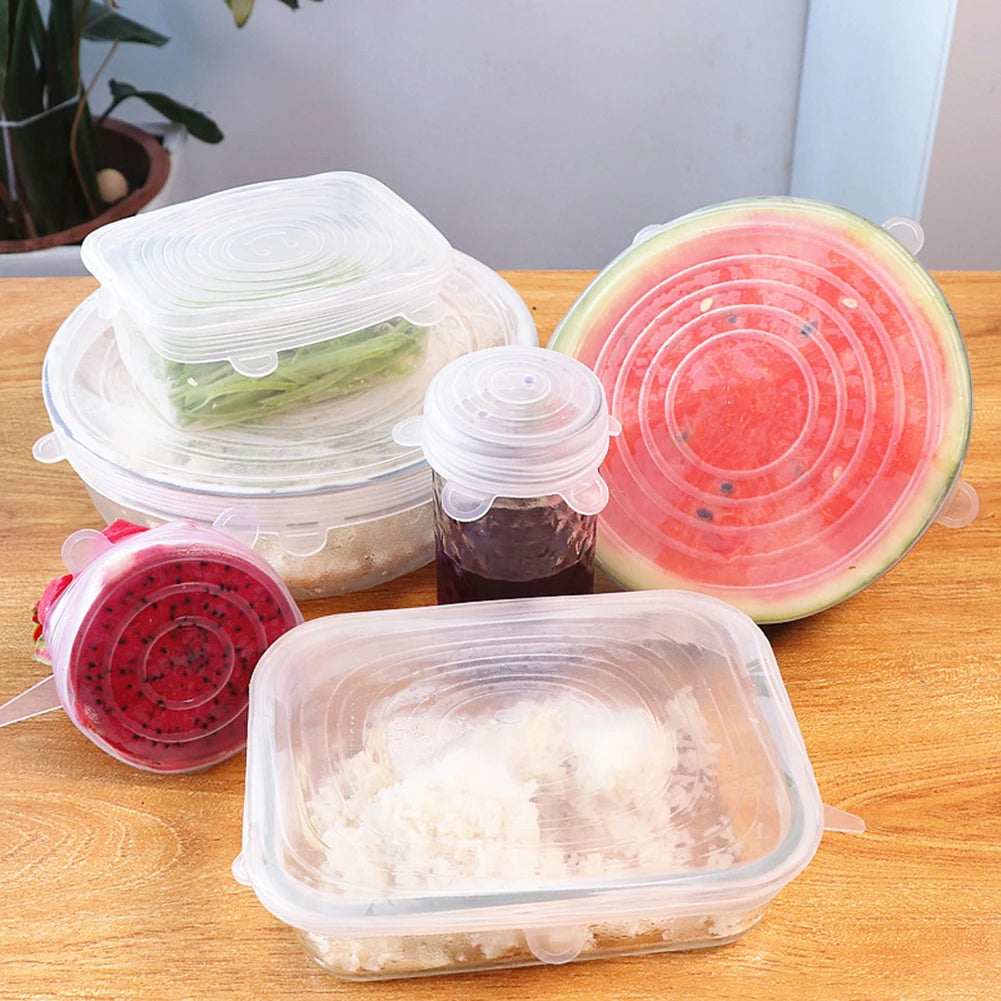 1/5pcs Silicone Preservation Cover Reusable Airtight Food  Universal Dish Stretch Round Lids Food Grade Storage Covers For Kitch