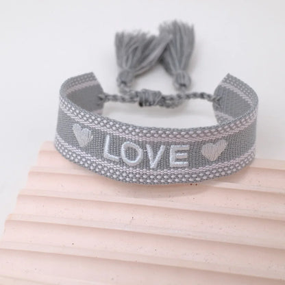 2023 New Adjustable Woven Friendship Couple Bracelet For Women Bohemia Braided Embroidery Letters Tassel Bangles Fashion Jewelry
