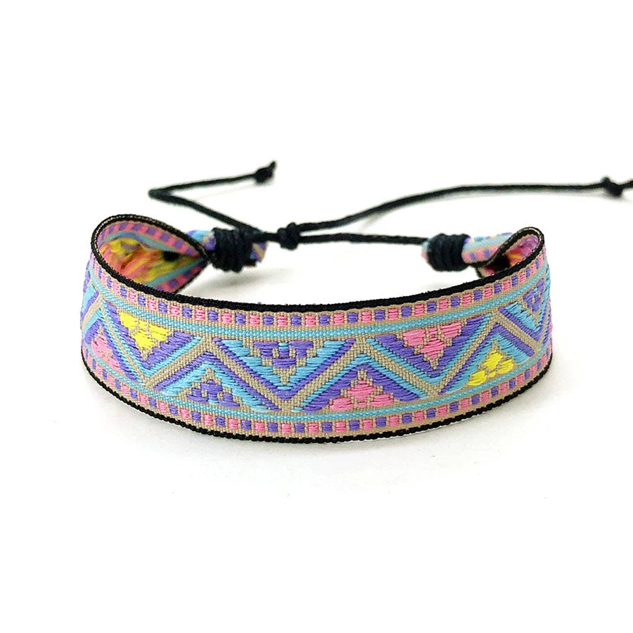 Boho Woven Friendship Love Wrap Bracelets Rope Handmade Thread Braided Ethnic Embroidery Wristbands Women Men Jewelry Adjustable