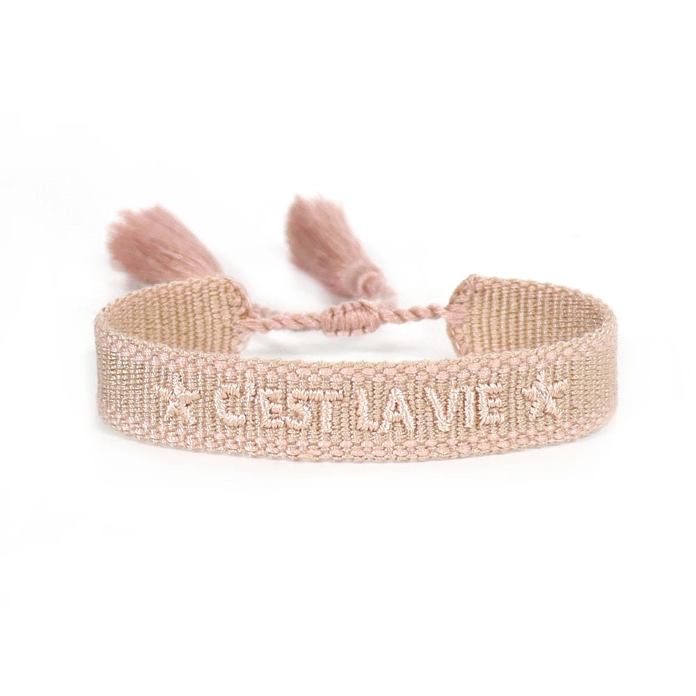 Woven Friendship Bracelet For Women With Saying C'EST LA VIE Summer Stackable Jewelry