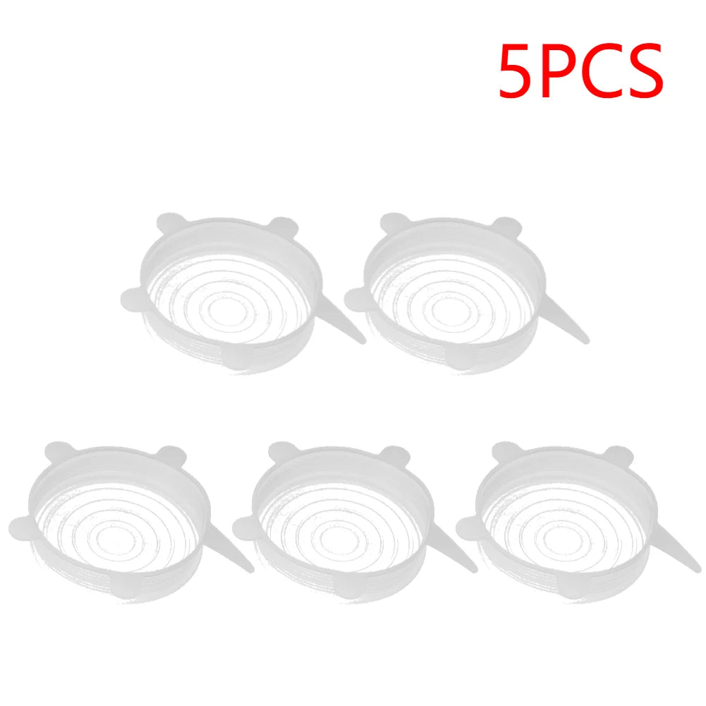 1/5pcs Silicone Preservation Cover Reusable Airtight Food  Universal Dish Stretch Round Lids Food Grade Storage Covers For Kitch