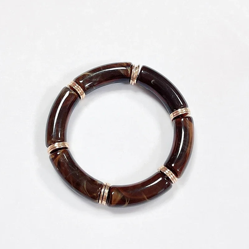 Boho Acrylic Beads Bracelet for Women Multi Color Friendship Elastic Girls Bohemia Stretchy Resin Charm Couple Bangles Jewelry